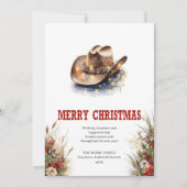 Cowboy hat Christmas greeting card editable Feestdagenkaart (Voorkant)