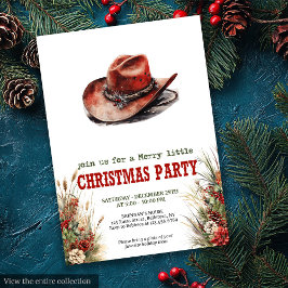 Cowboy Hat Christmas Party Digital Invite Kaart