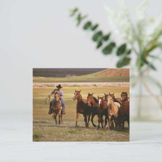 Cowboy Herding bij Ranch Briefkaart (Staand voorkant)