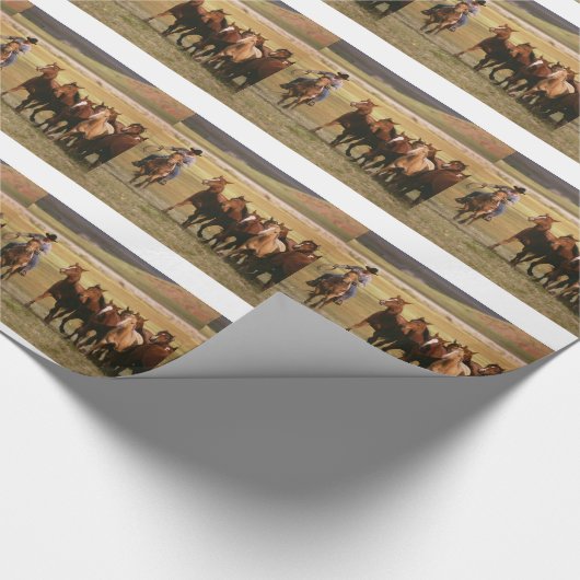 Cowboy Herding bij Ranch Cadeaupapier (Hoek)