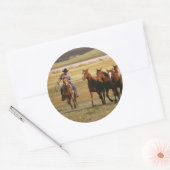 Cowboy Herding bij Ranch Ronde Sticker (Envelop)