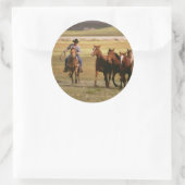 Cowboy Herding bij Ranch Ronde Sticker (Tas)