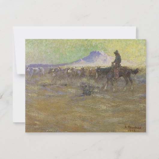 Cowboy Herding Cattle on the Range by Lon Megargee (Voorkant)