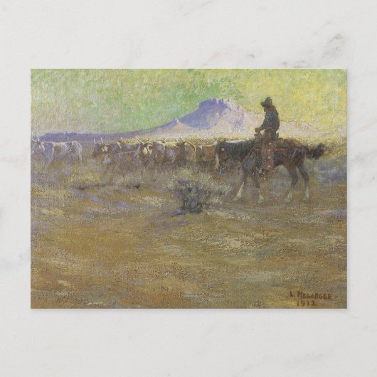 Cowboy Herding Cattle on the Range by Lon Megargee Briefkaart (Voorkant)
