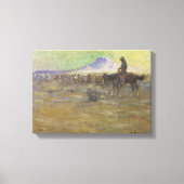 Cowboy Herding Cattle on the Range by Lon Megargee Canvas Afdruk (Voorkant)