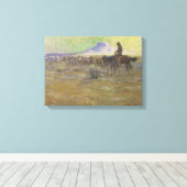 Cowboy Herding Cattle on the Range by Lon Megargee Canvas Afdruk (Insitu (Houten vloer))