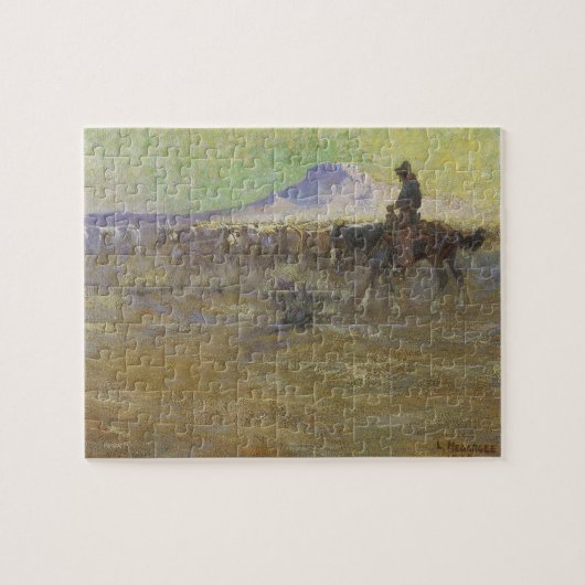 Cowboy Herding Cattle on the Range by Lon Megargee Legpuzzel (Horizontaal)