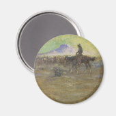 Cowboy Herding Cattle on the Range by Lon Megargee Magneet (Voorkant / Achterkant)