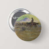 Cowboy Herding Cattle on the Range by Lon Megargee Ronde Button 5,7 Cm (Voorkant /achterkant)