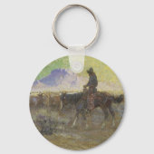 Cowboy Herding Cattle on the Range by Lon Megargee Sleutelhanger (Voorkant)