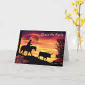 Cowboy Herding Longhorn Steer Kaart (Gele Bloem)