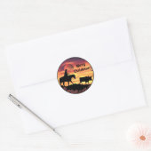Cowboy Herding Longhorn Steer Ronde Sticker (Envelop)