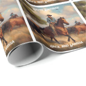 Cowboy Herding van runderen te paard Cadeaupapier (Rol Hoek)