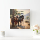 Cowboy Herding van runderen te paard Vierkante Klok (Huis)