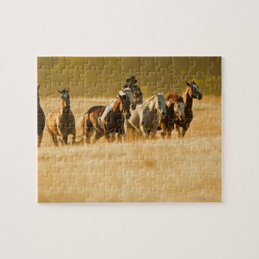 Cowboy herende paarden 2 legpuzzel (Horizontaal)