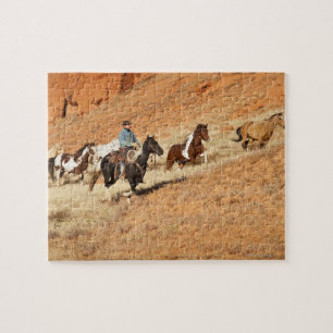 Cowboy-herstellingpaarden Legpuzzel