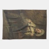 Cowboy Het spelen van de banjo en het zingen van c Theedoek (Horizontaal)