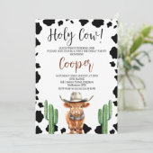 Cowboy Highland Koe Heilige Koe 1e Verjaardag Kaart (Staand voorkant)
