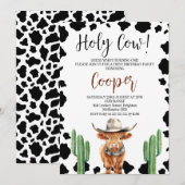Cowboy Highland Koe Heilige Koe 1e Verjaardag Kaart (Voorkant / Achterkant)