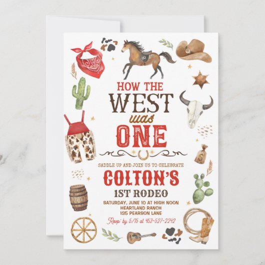 Cowboy Hoe het Westen was een 1e Rodeo verjaardag Kaart (Voorkant)