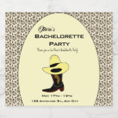 Cowboy Hoed Schoenen Patroon Bachelorette Feest Sparkling Wijnetiket (Enkel label)