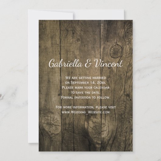 Cowboy Hoed Schuur Houten Westerse Trouw Wacht Met Save The Date (Achterkant)