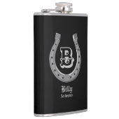 Cowboy Hoefijzer - Gepersonaliseerde monogram fles Heupfles (Rechts)