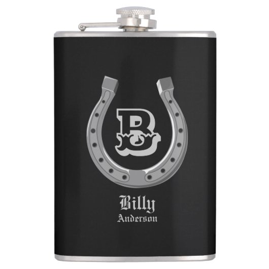 Cowboy Hoefijzer - Gepersonaliseerde monogram fles Heupfles (Voorkant)