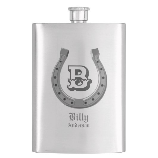 Cowboy Hoefijzer Personalized Monogram Flacon (Voorkant)