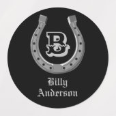 Cowboy Hoefijzer Personalized Monogram Labels (Design 2)