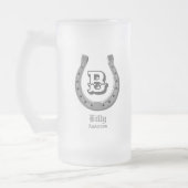 Cowboy Hoefijzer Personalized Monogram Matglas Bierpul (Links)