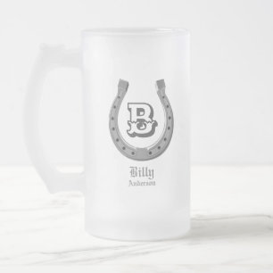 Cowboy Hoefijzer Personalized Monogram Matglas Bierpul