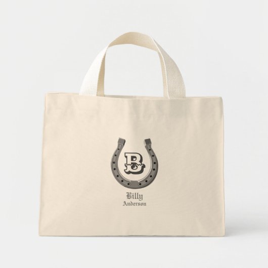 Cowboy Hoefijzer Personalized Monogram Mini Tote Bag (Voorkant)