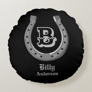 Cowboy Hoefijzer Personalized Monogram Rond Kussen