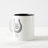 Cowboy Hoefijzer Personalized Monogram Tweekleurige Koffiemok (Voorkant links)