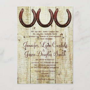 Cowboy Hoefijzers Barn Wood Wedding Invitations Kaart