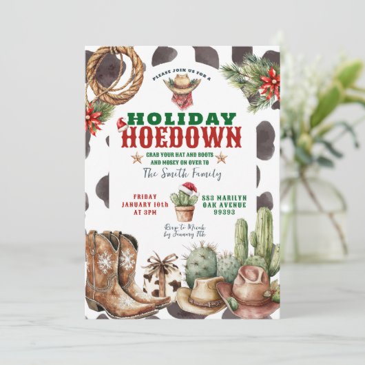 Cowboy Holiday Hoedown Uitnodigen Kaart (Staand voorkant)