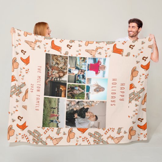 Cowboy Holiday Meerdere foto's Fleece Deken (In situ)