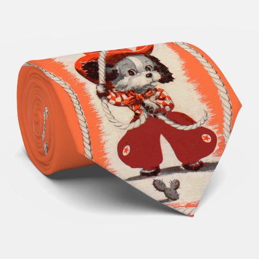 cowboy hond print  stropdas (Opgerold)