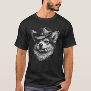 Cowboy Hond Rookt Sigaret Grappige Corgi Gezicht H T-shirt