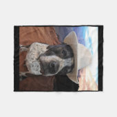 Cowboy Hond Sticker  Fleece Deken (Voorkant (Horizontaal))