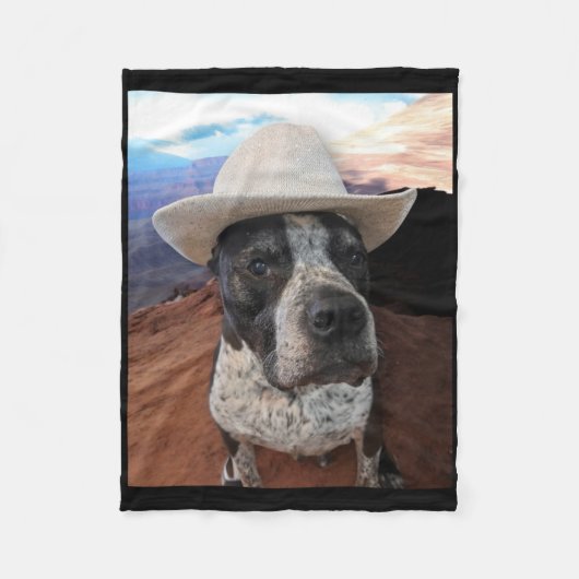 Cowboy Hond Sticker  Fleece Deken (Voorkant)