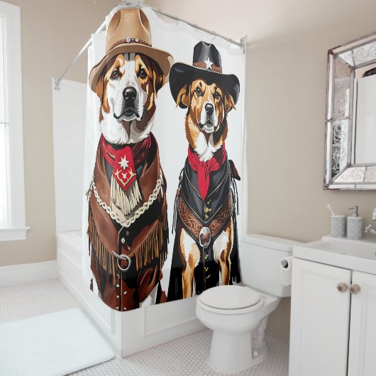 Cowboy Honden Douchegordijn (In situ)