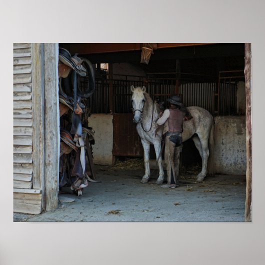 Cowboy Horse Barn Saddle Southwest Poster (Voorkant)