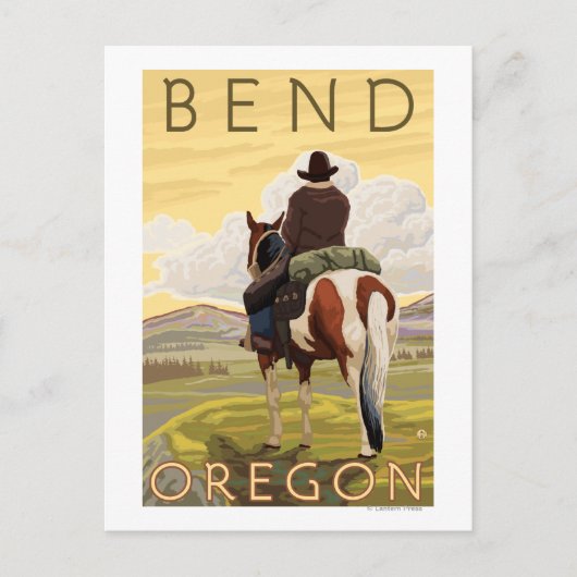 Cowboy & Horse - Bend, Oregon Briefkaart (Voorkant)