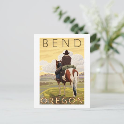 Cowboy & Horse - Bend, Oregon Briefkaart (Staand voorkant)