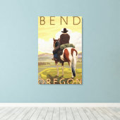 Cowboy & Horse - Bend, Oregon Canvas Afdruk (Insitu (Houten vloer))
