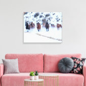 Cowboy Horse Drive | Hideout Ranch Shell, Wyoming Canvas Afdruk (Insitu (Woonkamer))