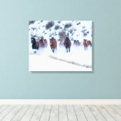 Cowboy Horse Drive | Hideout Ranch Shell, Wyoming Canvas Afdruk (Insitu (Houten vloer))