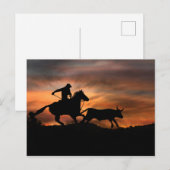 Cowboy Horse en Steer Southwestern Sunset Rodeo Briefkaart (Voorkant / Achterkant)
